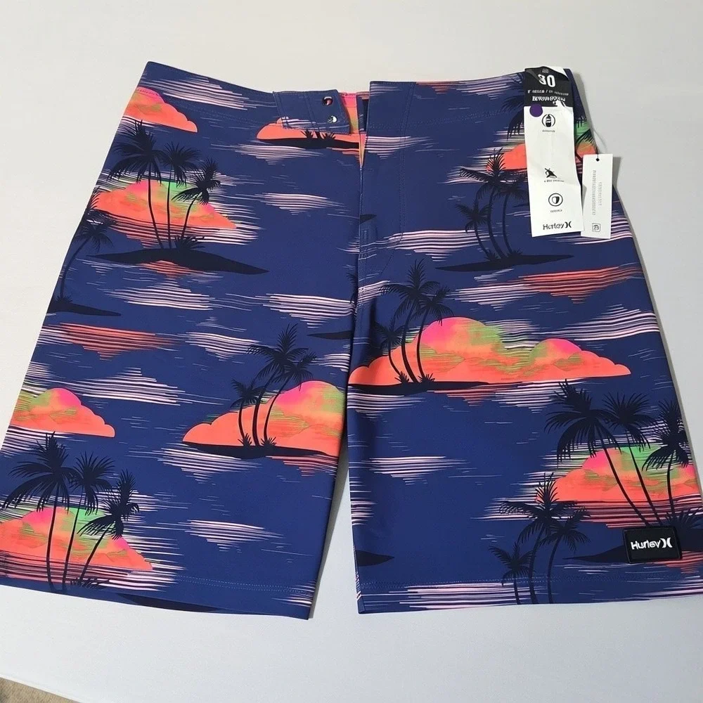 NEW Hurley Board Shorts Mens 30 Phantom Eco Weekender Tropical Sunset Palm Tree